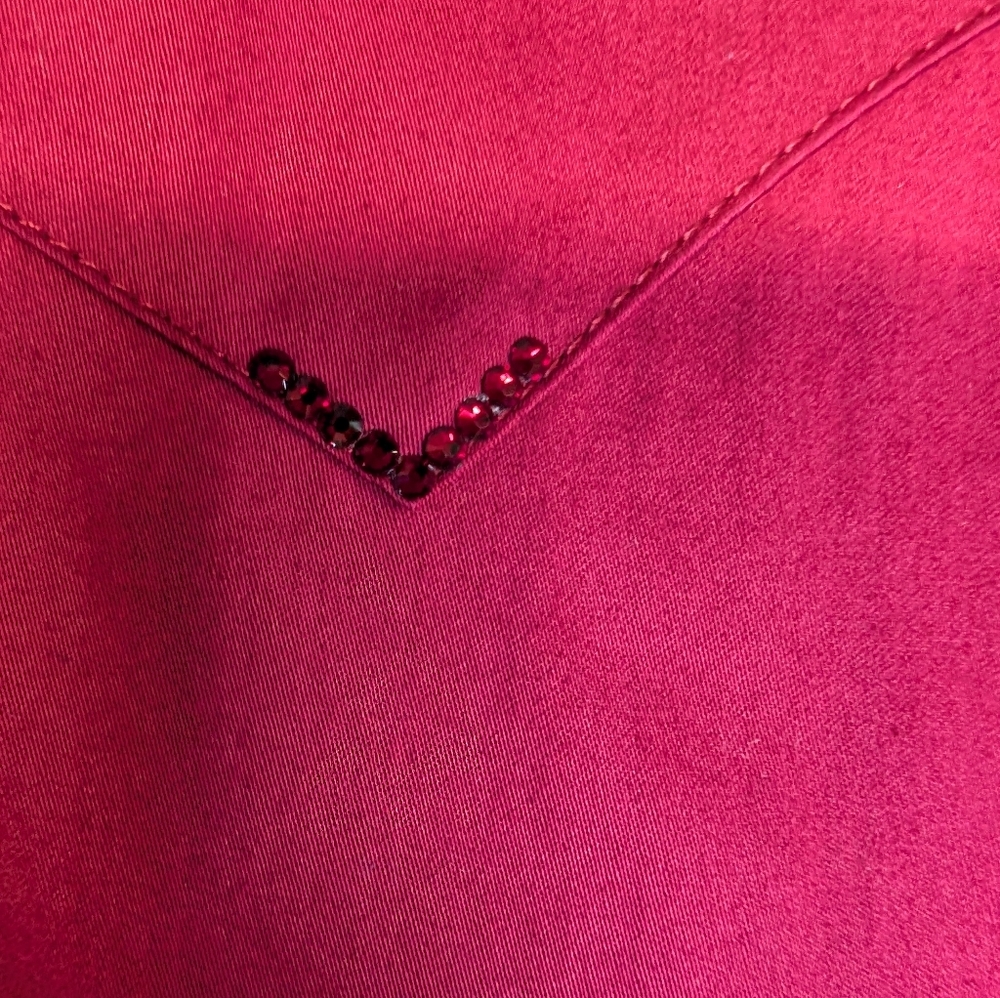 CR RANCHWEAR Long Sleeve Button-Up Shirt in Deep Berry With Tiny Crystal Sz L - Picture 4 of 11